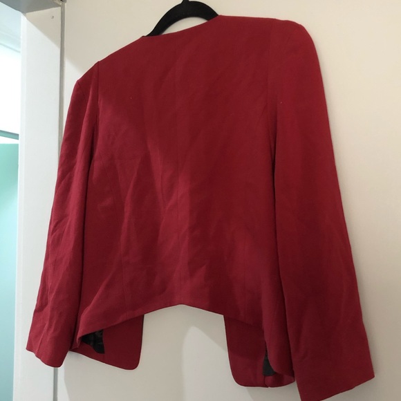 Crop Over coat Size 10 women’s open jacket dark red smart casual work - Picture 2 of 10